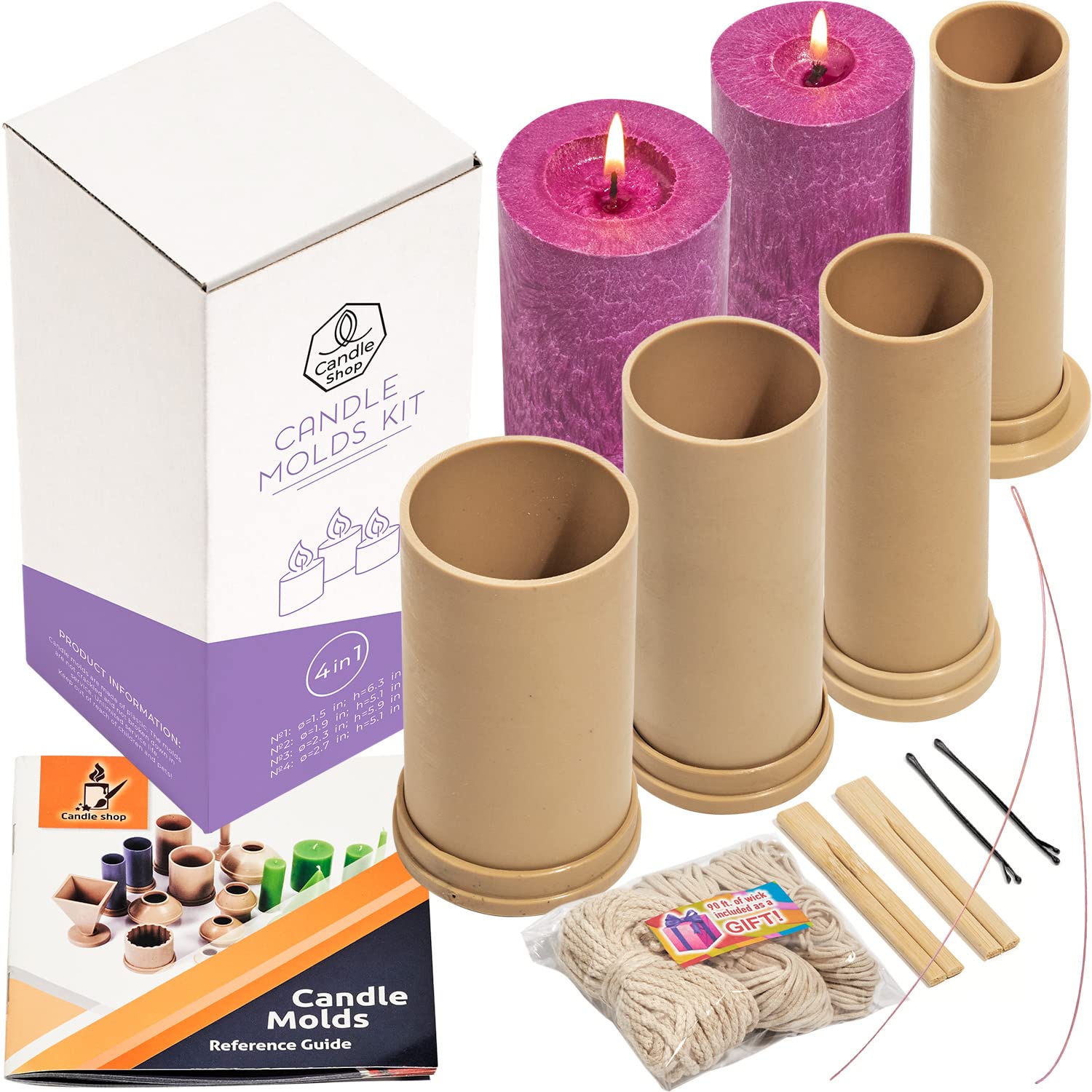 Amazon.com: Candle Molds for Candle Making Cylinder Set of 4 - Wax